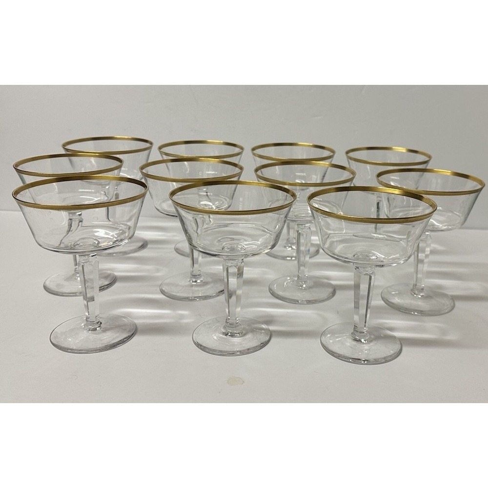 Lenox Eternal Champagne/Tall Sherbet 5 1/8" Gold Rim Barclay Shape Set 11 Vtg